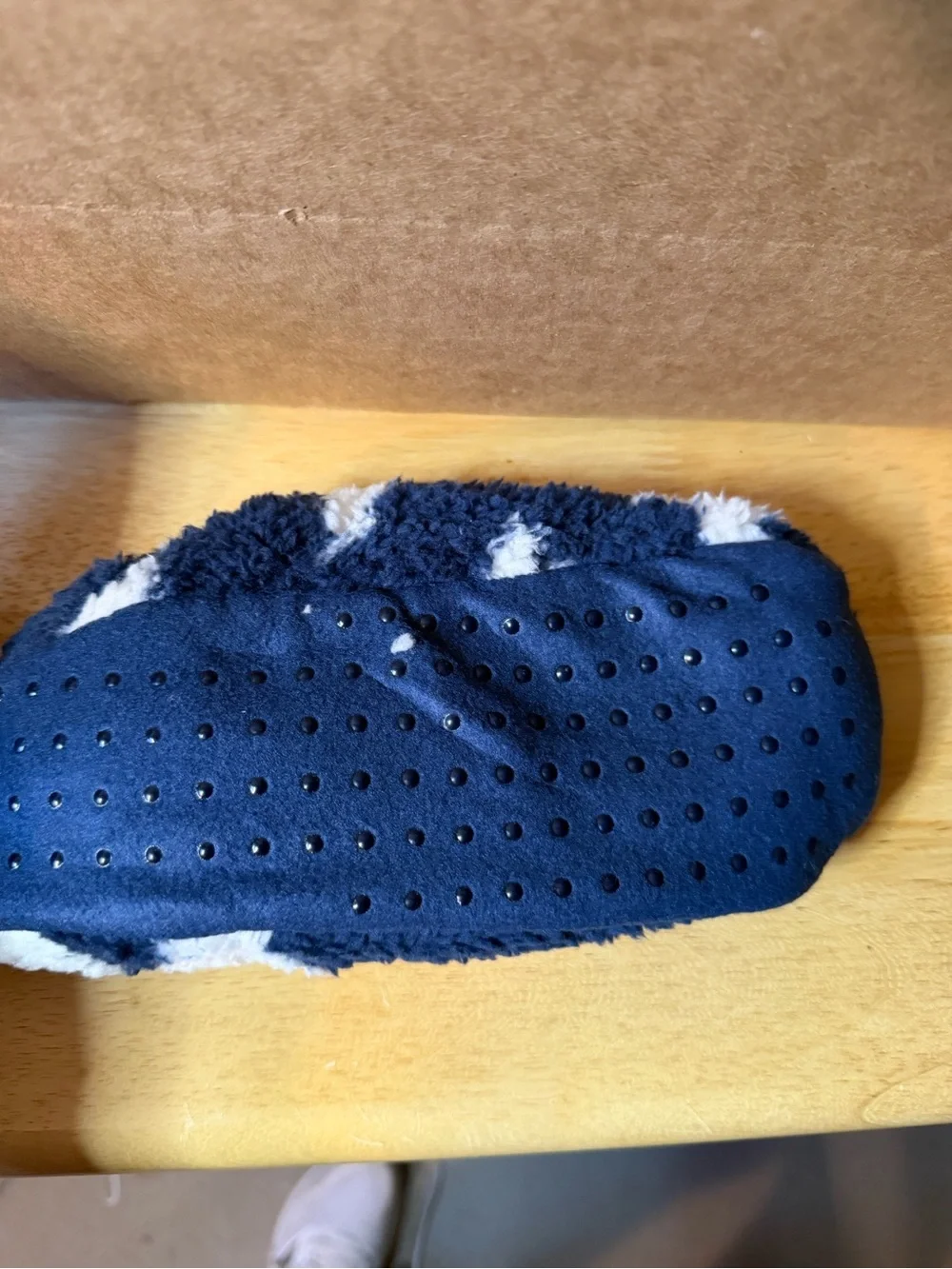 Source Unknown Navy and White Star Fleece Slipper Socks